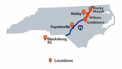 Truck Fleet Maintenance & Repair Locations - Rocky Mount NC - Bailey NC - Wilson NC - Goldsboro NC - Fayetteville NC - Blacksburg SC