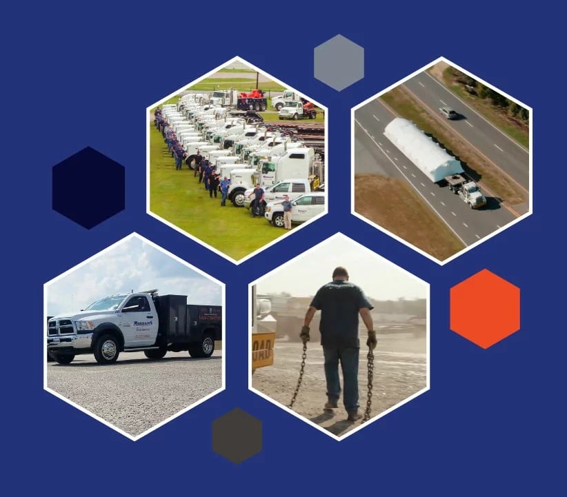 Mangums Services - Nationwide Heavy Hauling - NC &. SC Semi Truck Towing & Road Service - NC & SC Truck Maintenance and Reapir & Truck Fleet Maintenance & Reapir Services examples - hexagons 